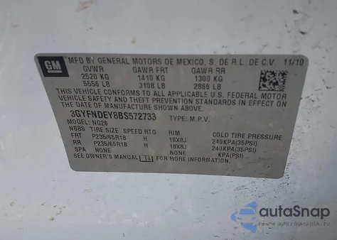 2011 Cadillac Srx Luxury Collection from USA, damaged, VIN 3GYFNDEY8BS572733